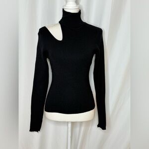 NWOT Astra Elegant Black Cut-Out Turtleneck Sweater